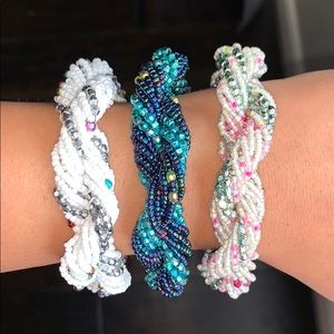 SET 3 Multi-Strand Beaded Braided Vintage Fashion